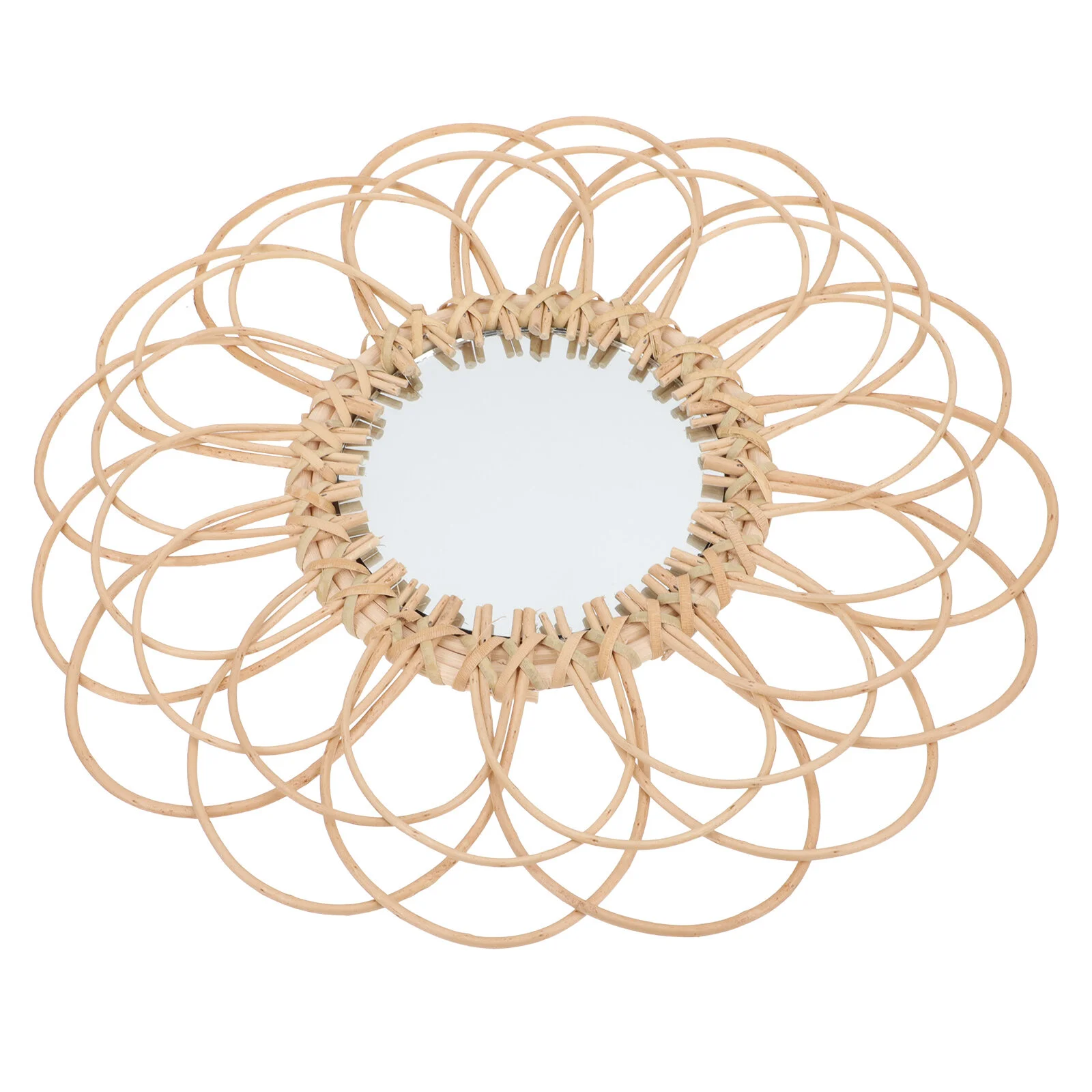 

Decorations Home Wall Mirror Makeup Decorative Round Vanity Tray Hanging Woven Edge Trim Wood Vintage Style Gift