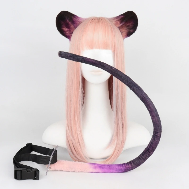 

Mouse Ears and Wolf Animal Tail Cosplay Costume Faux Fur Hair Clip Headdress
