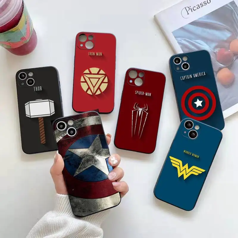 Купи Marvel DC Hero Weapon Logo Phone Case For iphone 14 Plus 13 12 Mini 11 Pro XS Max X XR Cover за 120 рублей в магазине AliExpress