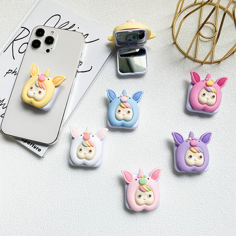 Мультяшный Единорог девушка складное зеркало универсальный держатель для