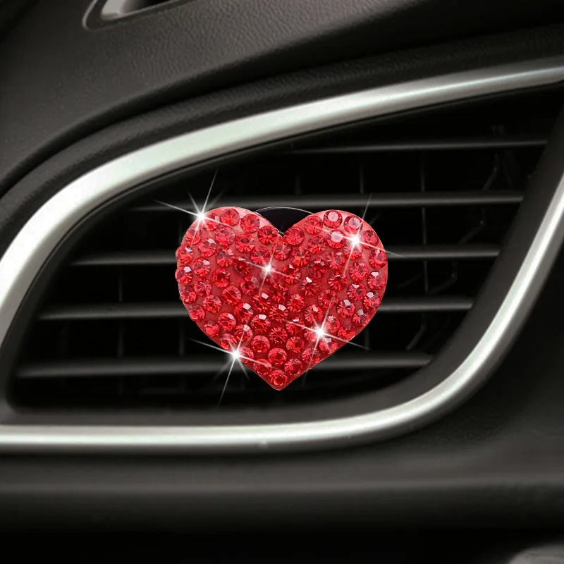 

Car Air Outlet Aromatherapy Clip Creative Diamond Love Car Air Conditioner Air Freshener Decoration Clip Rhinestone Car Interior