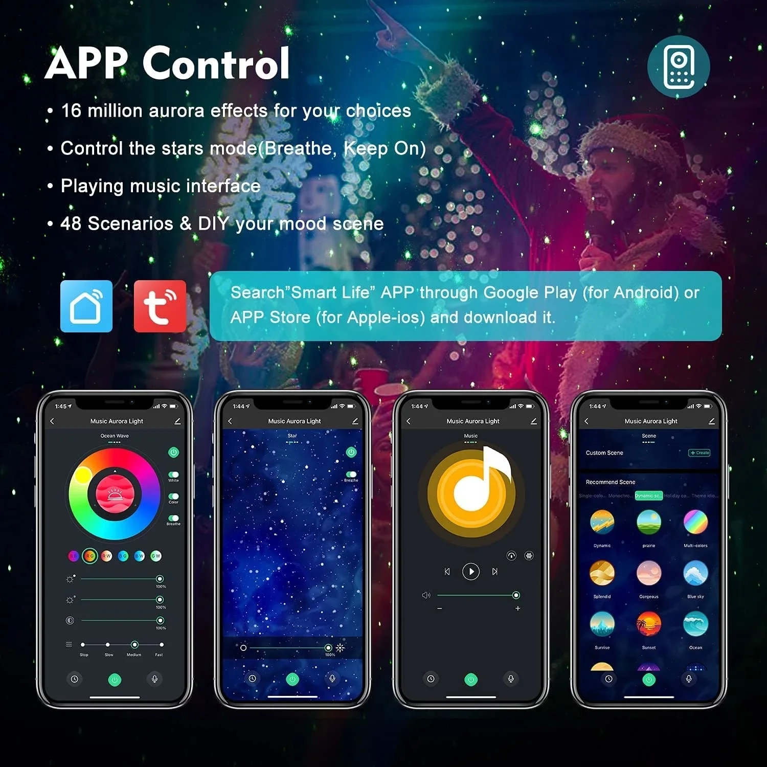Гемист Wi-Fi Аврора Галактика проектор круглой формы белый шум светодиодный ночник