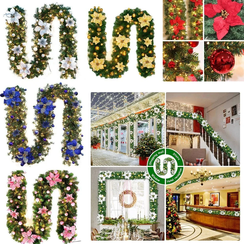 

Декоративные светодиодный Рождественские украшения, рождественские шары, праздничный венок с подсветкой, Рождественская гирлянда на двер...