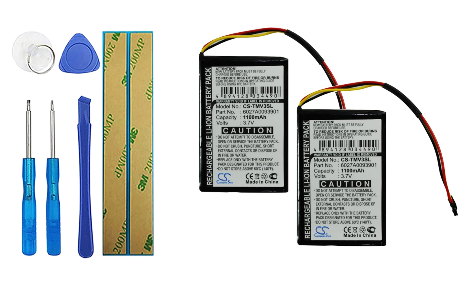

2 упаковки 1100mA Аккумулятор для TomTom 4EM0.001.01, N14644, V3, XL IQ 6027A0093901