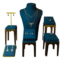sky blue jewelry display stand microfiber metal earrings ring bracelet necklace jewelry display props