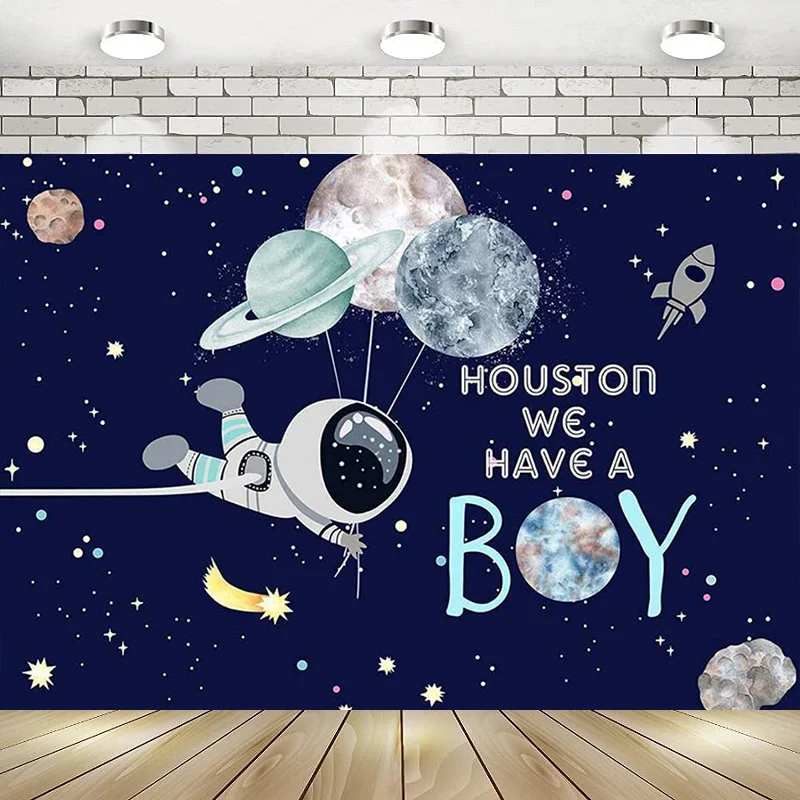 

Outer Space Rocket Astronaut Planet Galaxy Stars Universe Happy Birthday Party Photography Backdrop Background Banner Decor