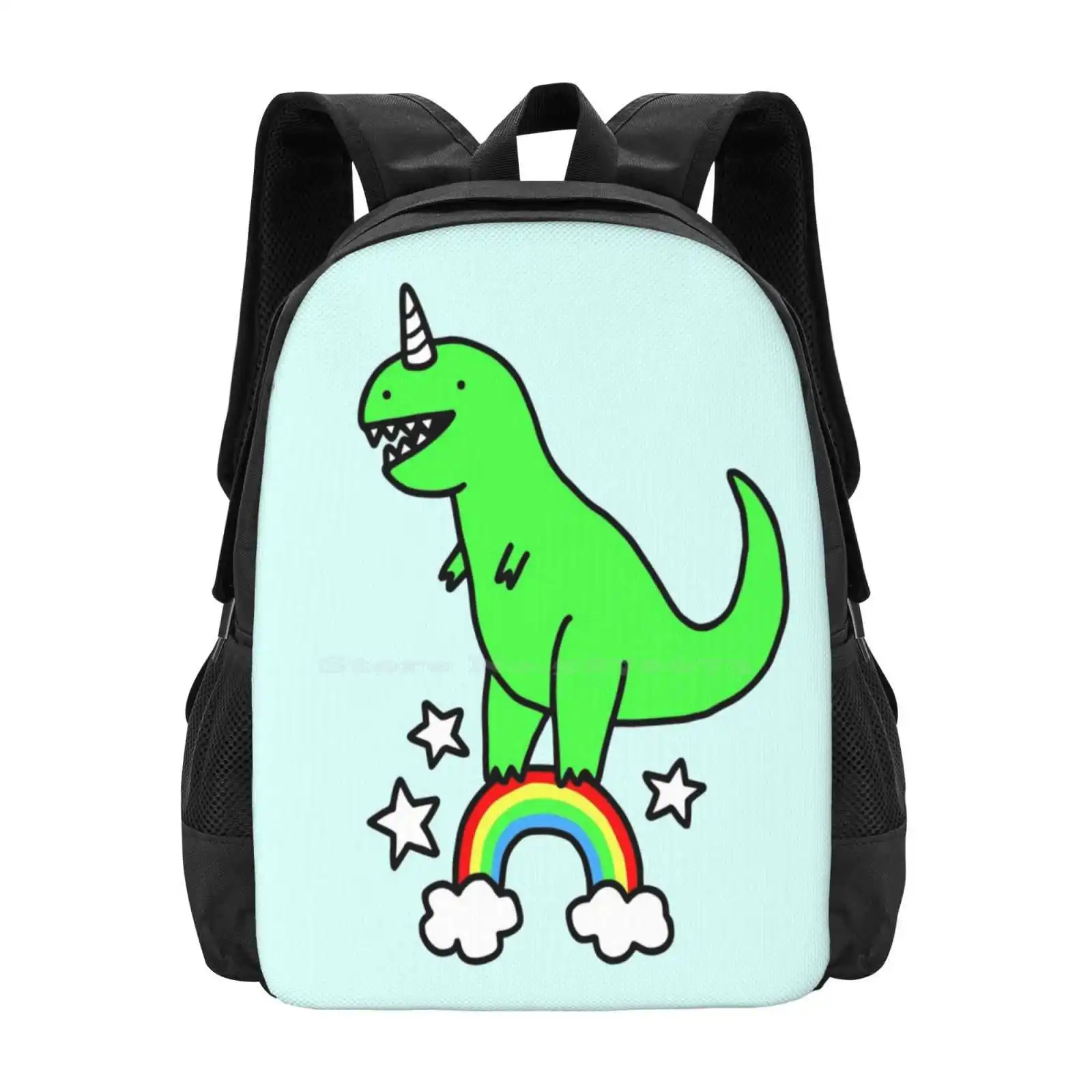 

T-Rexicorn Large Capacity School Backpack Laptop Bags T Rex Unicorn Tyrannosaurus Rex Dinosaurs Rainbows Magical Majestic Stars