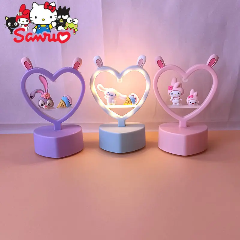 Купи Lovely Sanrio Night Light Melody Kuromi Hello Kitty Cinnamoroll Pochacco DIY Creative Romantic LED Table Lamp Bedside Lighting за 75 рублей в магазине AliExpress