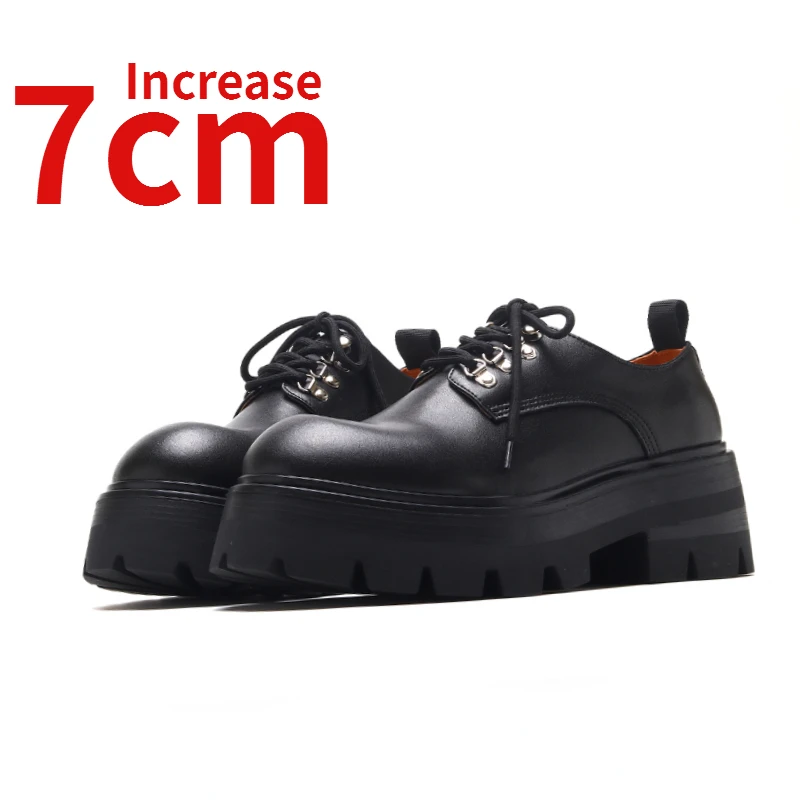 

Мужские кожаные туфли-Дерби на толстой платформе 7 см