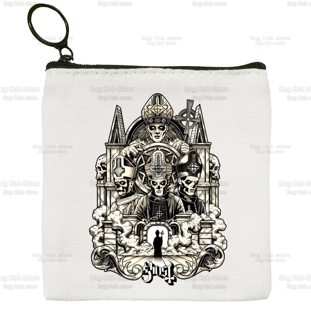 Ghost Band Hard Rock Band Bag Pure White Bag Handmade Ghost B.C. Heavy Metal Cloth Bag Coin Purse Whiteboard  Bag Handbag