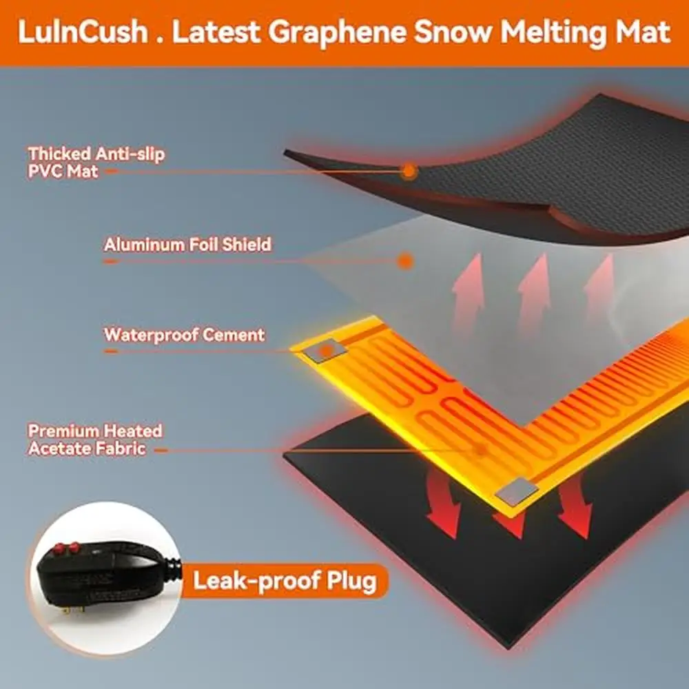 Наружный коврик для плавления снега с подогревом графеновый нескользящий ПВХ