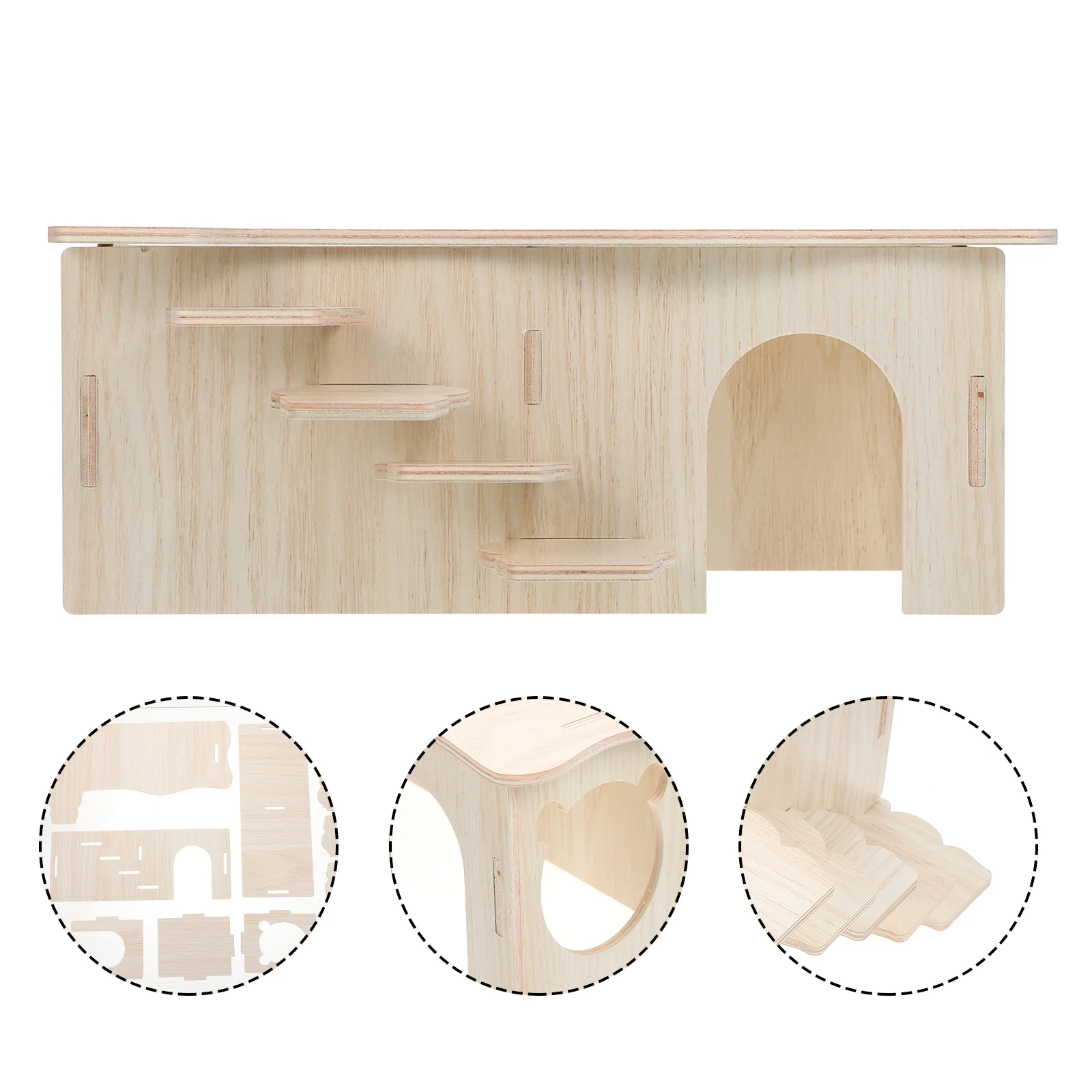

Hamster Wooden Hideout House Small Animal Chinchilla Climbing Rat Woodladder Toyswoodland Pets Hide Hideaway Castle Playground