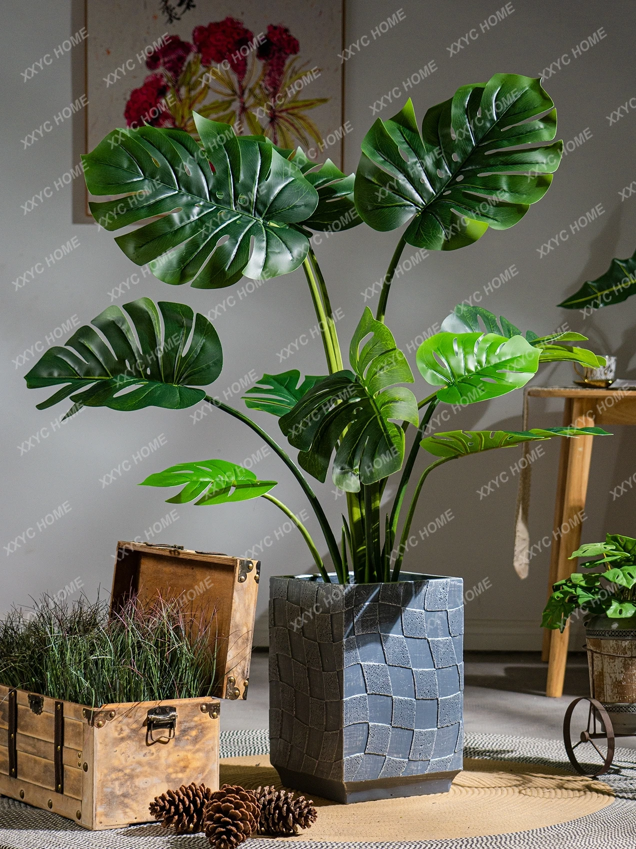 Большое псевдодерево большой лист монстера чадеса растение имитация