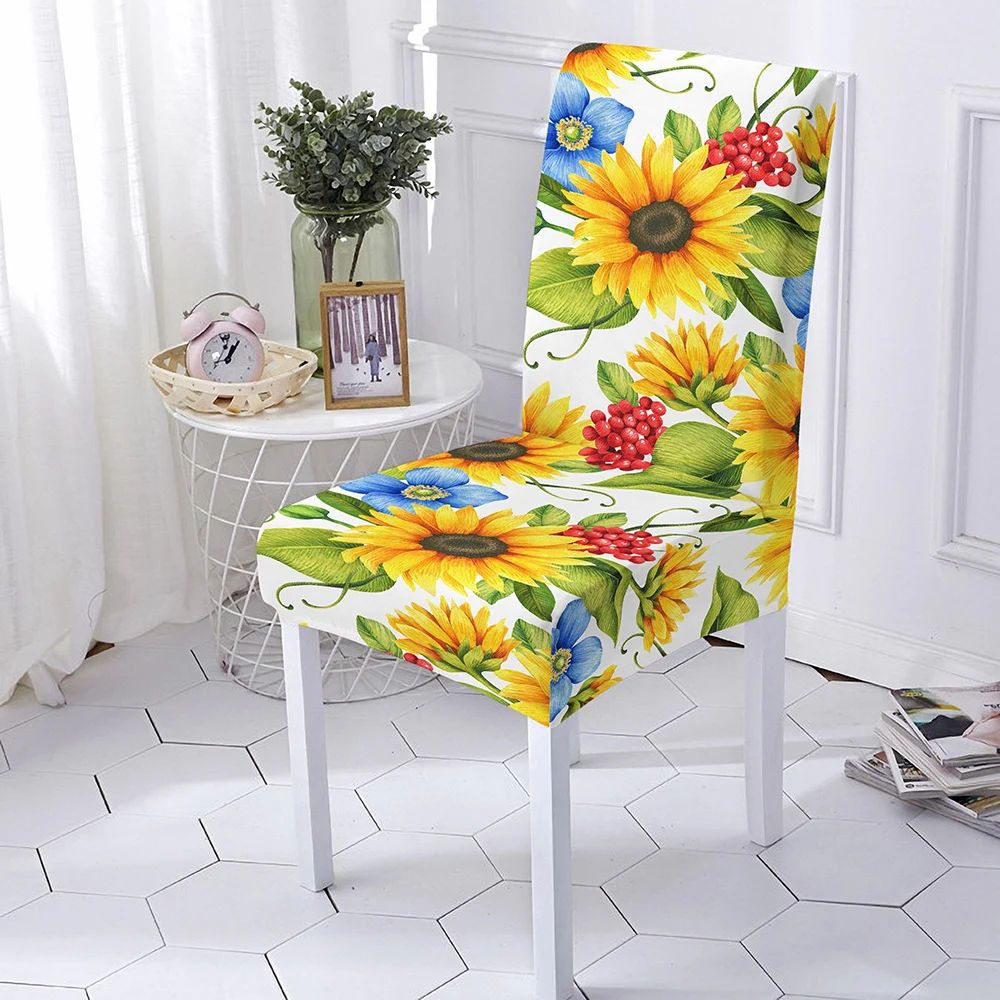 

1/2/4/6 шт., эластичные чехлы на стулья из спандекса с цветочным принтом