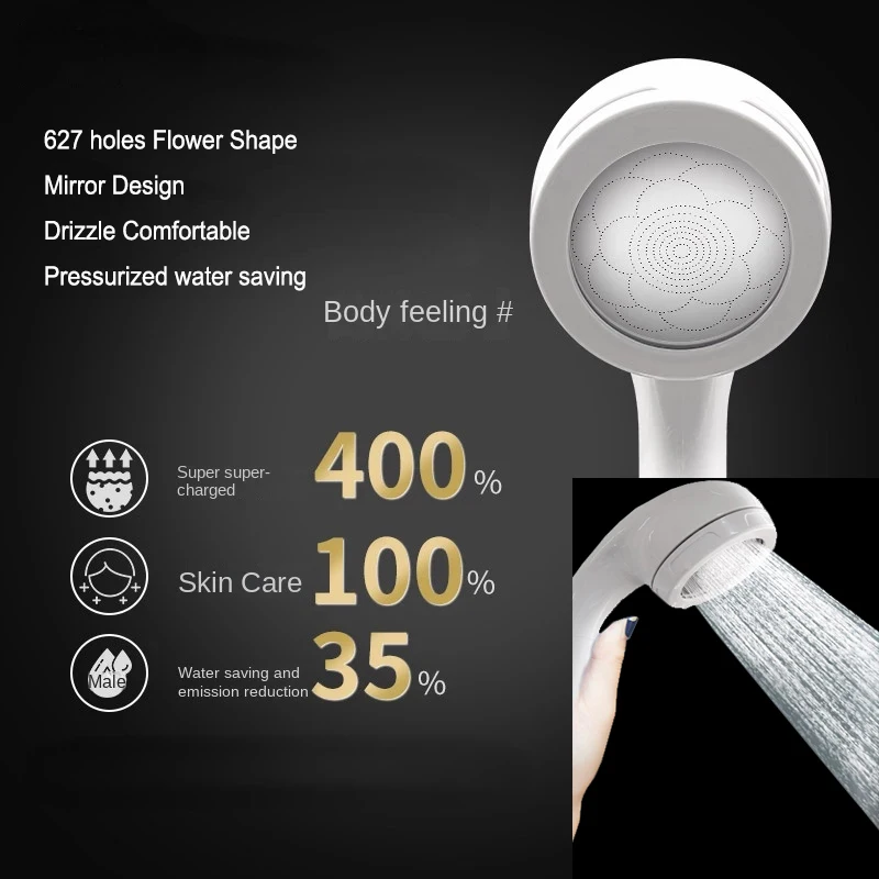 

Mirror 627 Hole High Pressure RainfallShower Head Water Saving White Sprayer Nozzle Bathroom Accessories duchas para baño