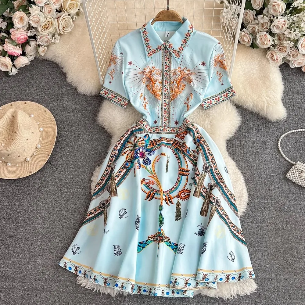 

Summer New Vintage Print Dress 6792