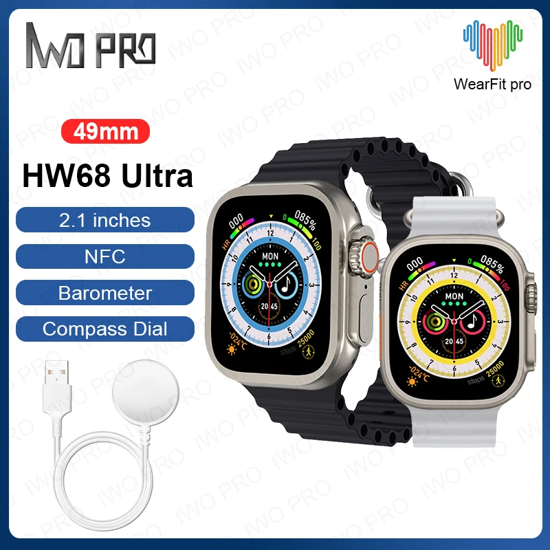 

Смарт-часы IWO PRO 2023 HW68 Ultra 49 мм с компасом, пульсометром, оксиметром и GPS