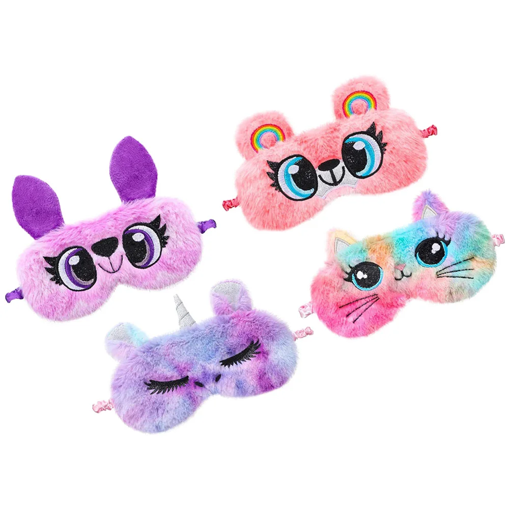 

Eye Mask Sleeping Blindfold Cover Plush Patch Animal Kids Cat Travel Cartoon Faux Fur Masks Covers Cute Soft Satin Eyeshade