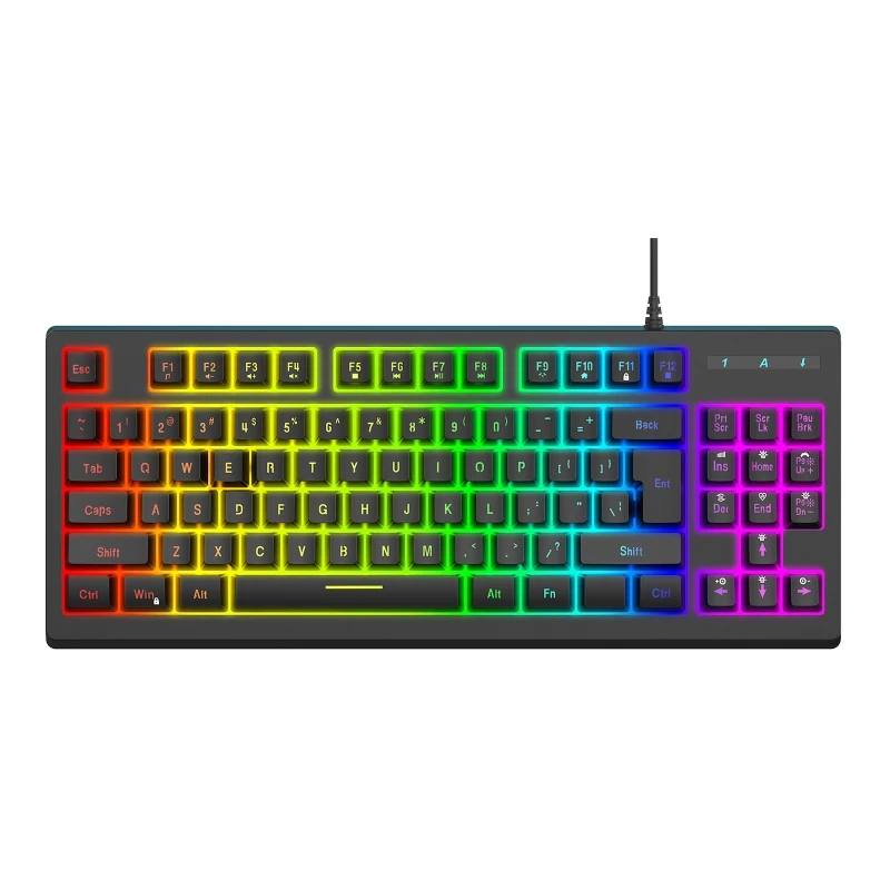 

y200 87 Keys Wired Mechanical Keyboard 6 LED Backlit Two-Color Injection RGB Luminous Machinery Keypad for Laptop Gamer