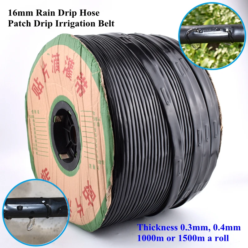 

1000m/1500m 16mm Rain Drip Irrigation Hose 0.3/0.4mm Patch Type Irrigation Tape Greenhouse Garden Water Saving Irrigation Hose