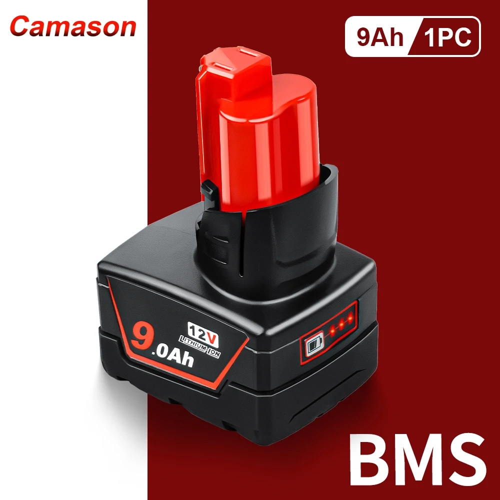 

12V 9Ah литий-ионный аккумулятор для Milwaukee 12V инструменты M12 B6 XC Аккумуляторная дрель литий-ионные батареи 48-11-2402 дисплей питания
