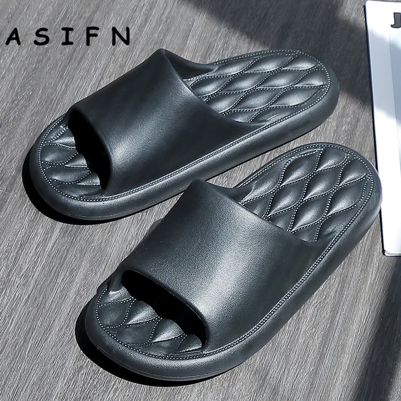 

ASIFN Home Bathroom Non-slip Slides Men Slippers Fashion Style Flip Flops Male Women Soft Sole Sepatu Pria Man Bath Men Shoes