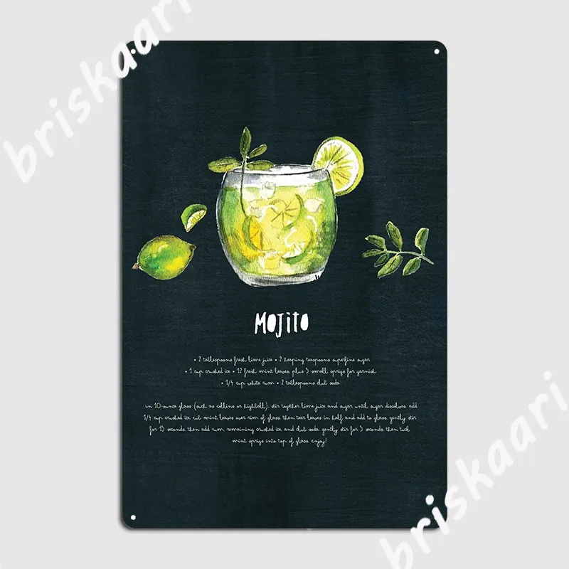 

Mojito Cocktail Drink Metal Sign Painting Décor Decoration Mural Wall Cave Tin Sign Posters