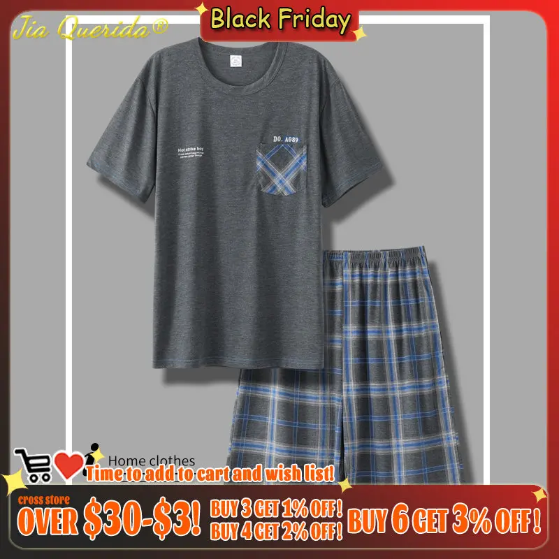 

Новинка 2022 года; Модная летняя однотонная мужская одежда для сна; Мягкие хлопковые клетчатые шорты с короткими рукавами; Домашние повседнев...