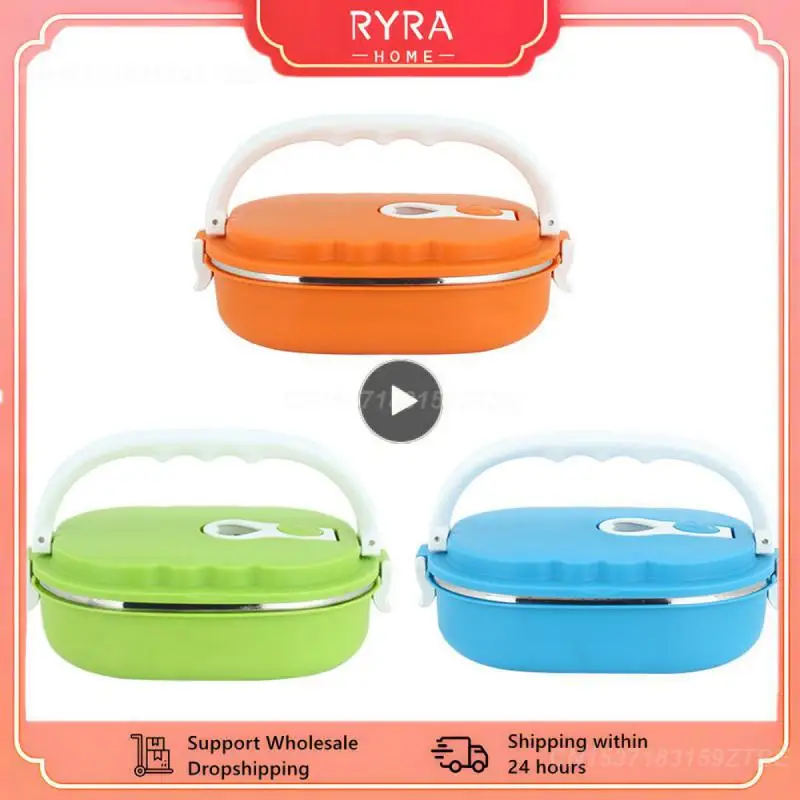 

Stainless Steel 900ml Lunch Box Insulated Thermal 2-layer Snack Food Storage Box For Kids Women Men