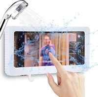 shower phone holder waterproof anti fog touch screen wall mount phone holder for shower bathroom mirror bathtub window box 2021