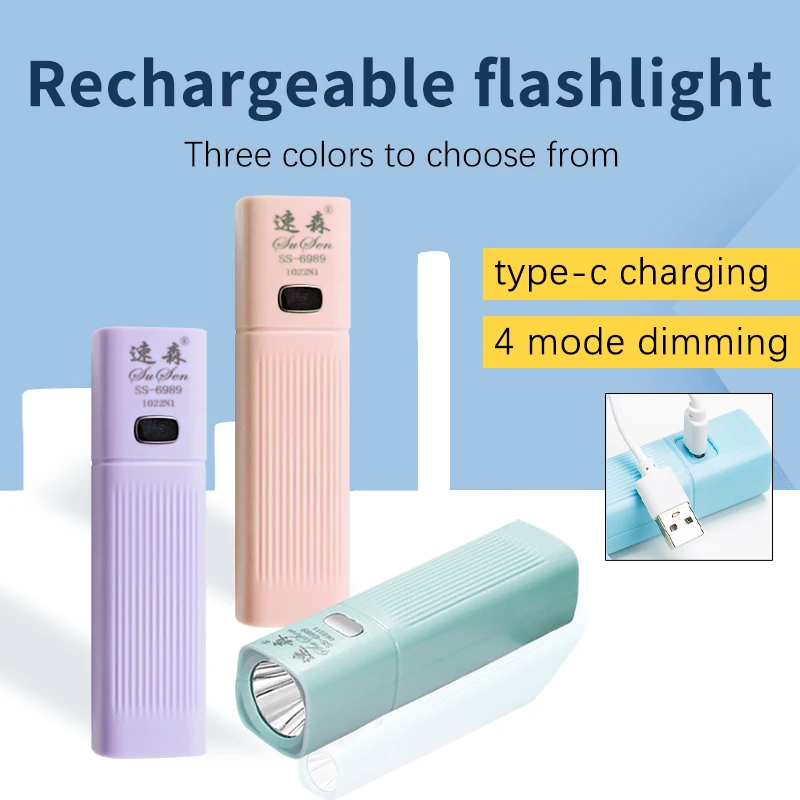 

Mini Led Lighting Flashlight Portable Rechargeable Bright Light Outdoor Household Small Torch