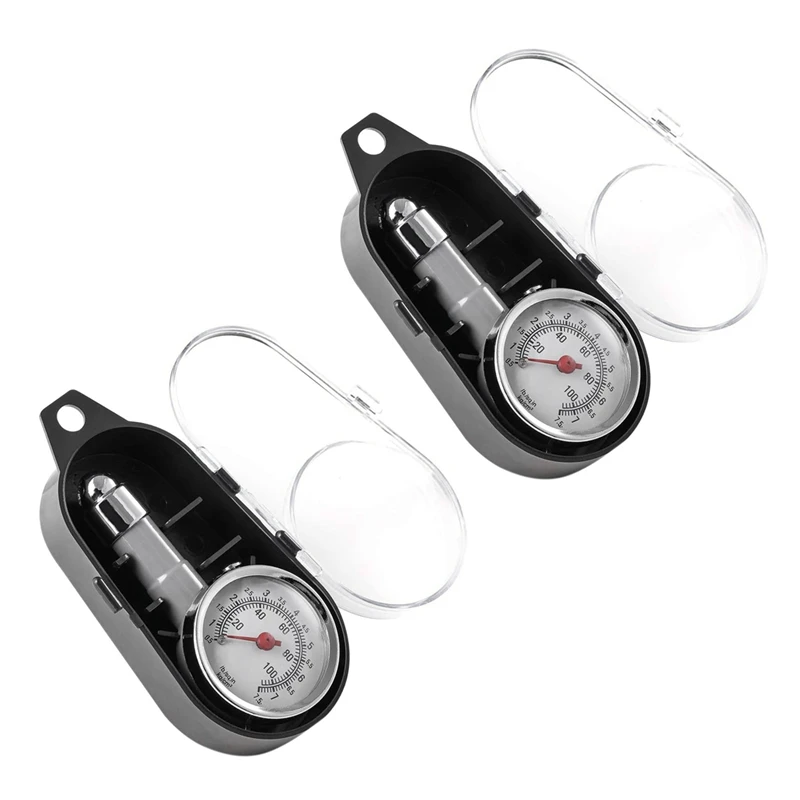 

2X Small Tire Pressure Gauge 10-100PSI, Accurate Mechanical Zinc Alloy Air Gage For Motorcycles,Cars,SUV ATV