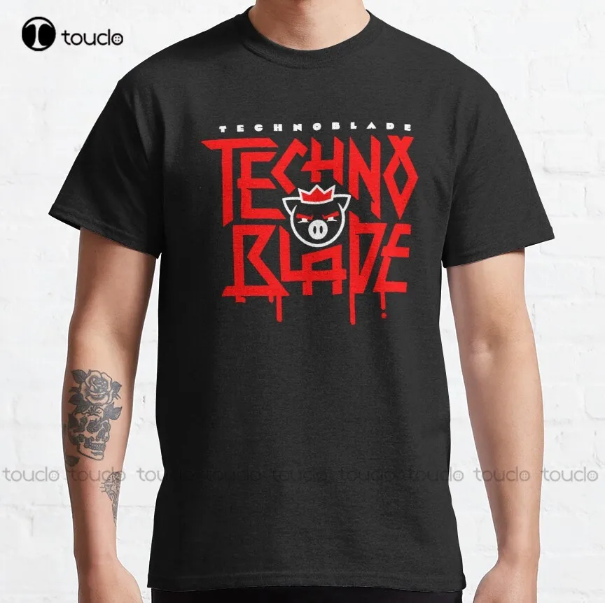 

Красная Классическая футболка с логотипом Technoblade, белые футболки для мужчин, индивидуальные футболки для подростков в стиле унисекс с цифровой печатью, Футболки унисекс