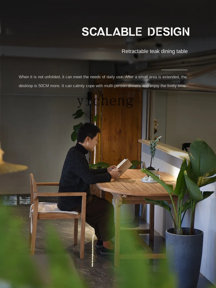 Складной деревянный обеденный стол ZF из массива тика