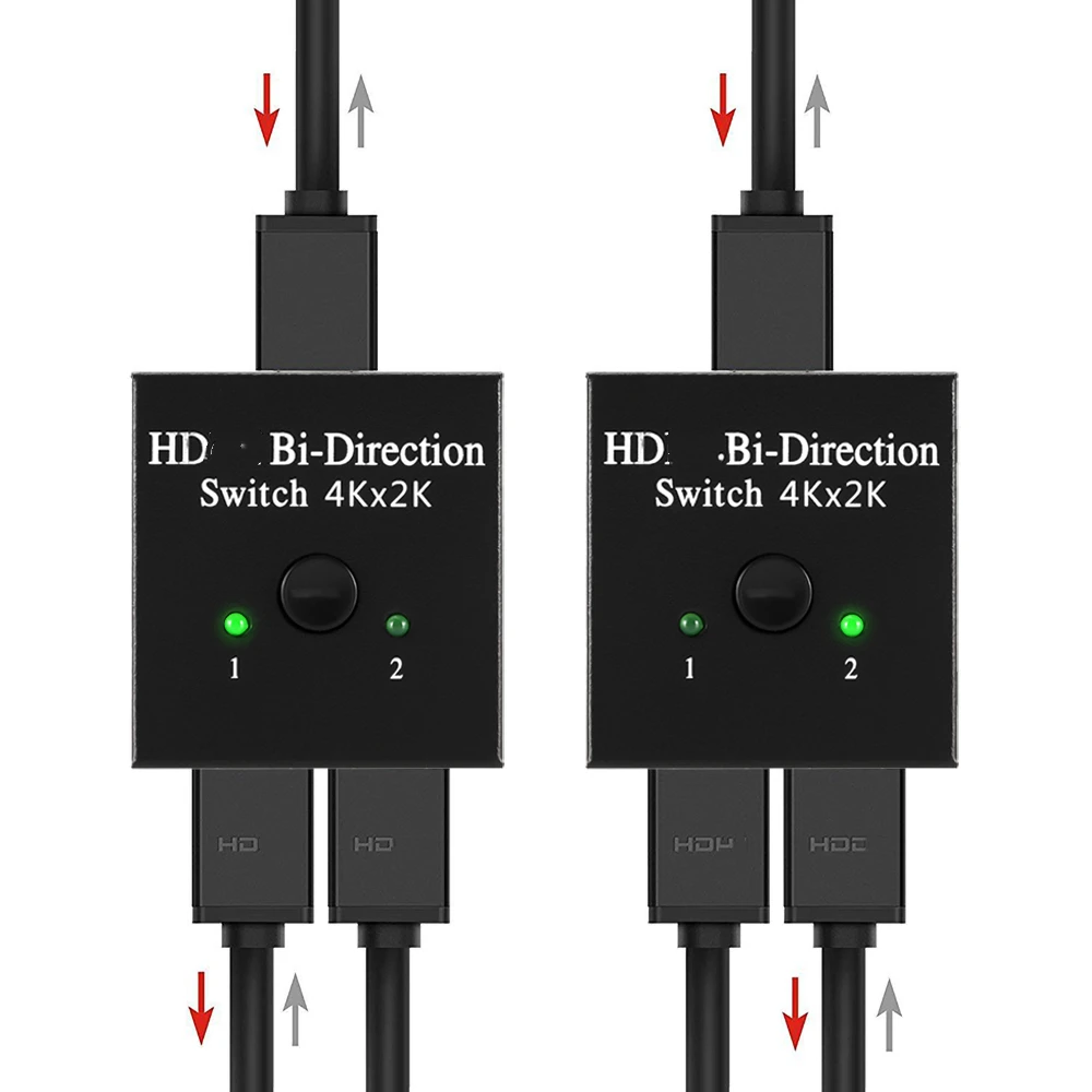 KEBIDU 4K Splitter Switch  1X2 2X1 Split 1 in 2 Out Amplifier 1080P 4Kx2K HDMI-compatible Switcher 2 Ports Bi-directional