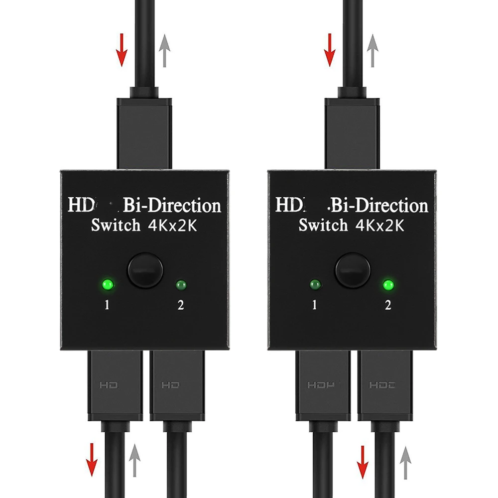 

KEBIDU 4K Splitter Switch 1X2 2X1 Split 1 in 2 Out Amplifier 1080P 4Kx2K HDMI-compatible Switcher 2 Ports Bi-directional