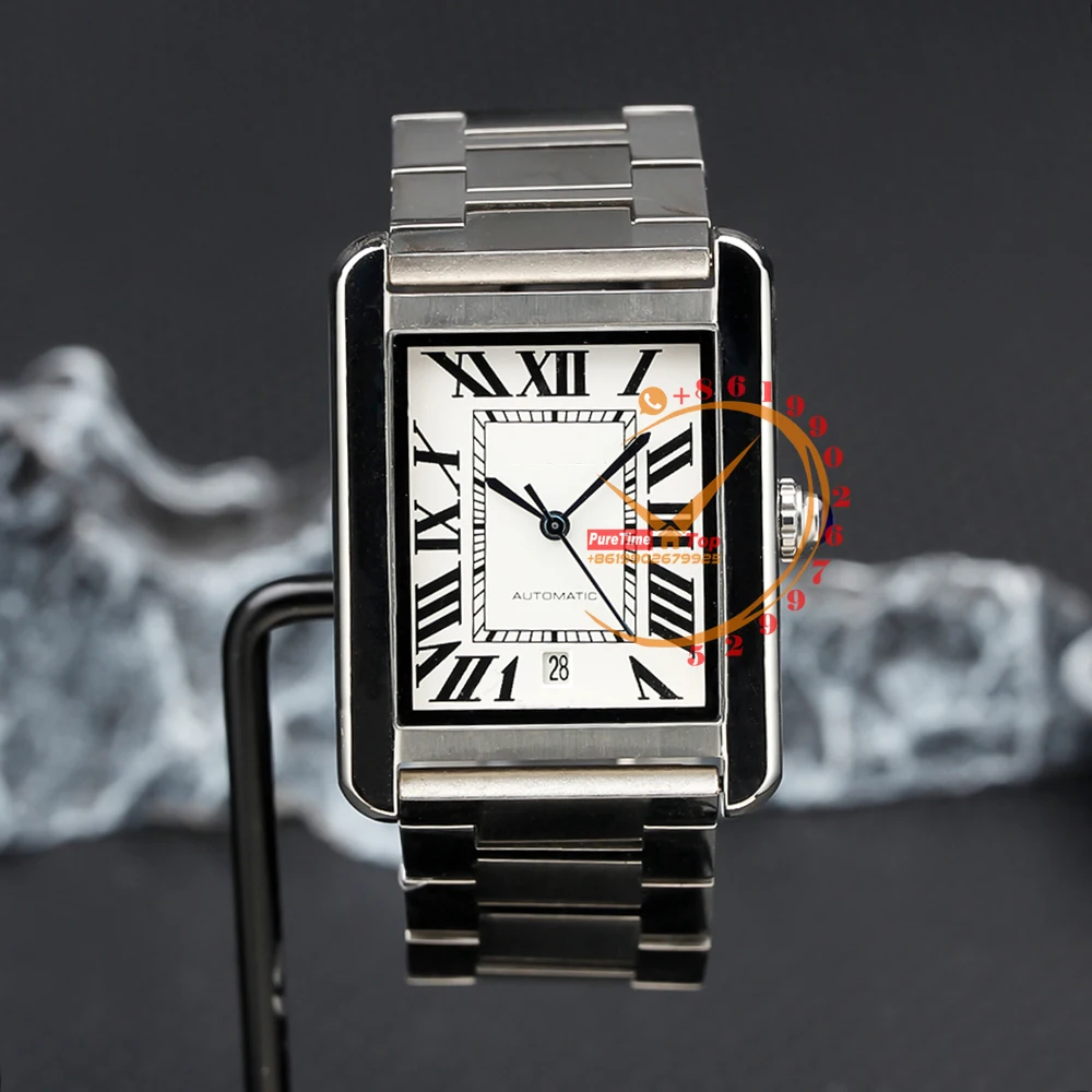 

W5200028 XL Automatic Mens Watch Silver Dial Black Roman Stainless Steel Bracelet Puretime 2023 Top Brand New Clone Watches
