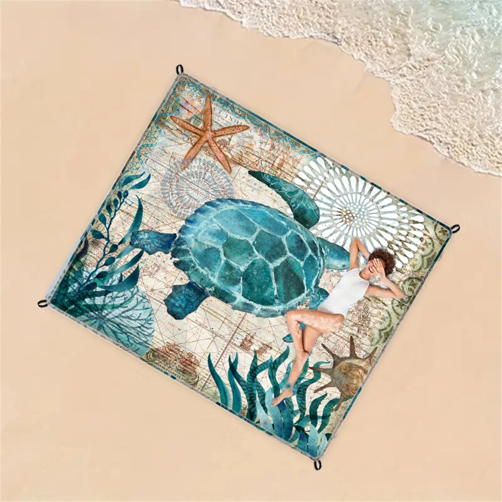 Водонепроницаемый Пляжный коврик с рисунком морской черепахи 1 шт.