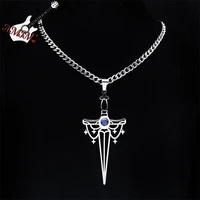 goth sword pendant necklace stainless steel womenmen silver color necklaces gothic jewelry chaine homme n4575s06