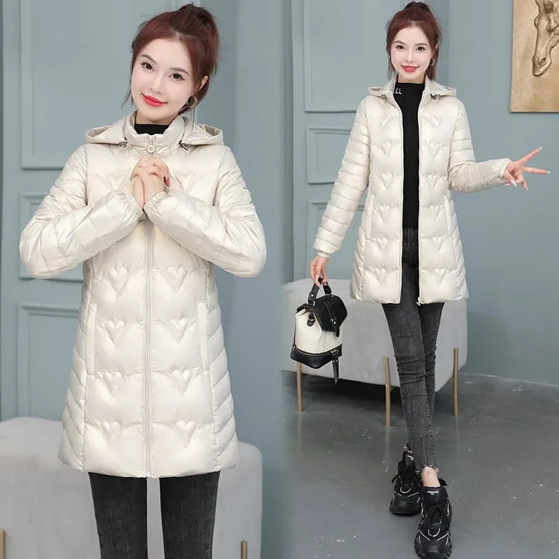 2023 New Winter Jacket Long Coats Women Parkas Hooded Glossy Down Cotton Jacket Warm Casual Parka Padded Cotton Coat Female