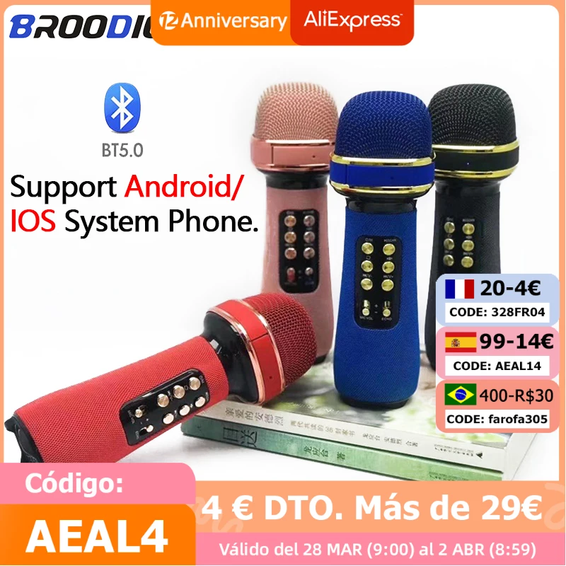 

Беспроводной конденсаторный микрофон WS898, Bluetooth-микрофон «Все в одном» для караоке, телефонов под управлением Android и IOS, микрофоны с двумя дин...