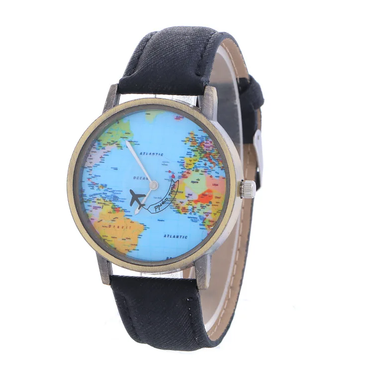 

Relojes Hombre Unisex Fashion Vintage Casual World Map Men Clock Leather Band Dial Analog Quartz men's Watch Saat