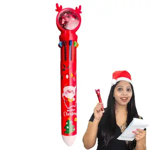 Christmas Marker Pen Retractable Multicolored Christmas Marker Pen Multifunctional Push Type Ball Point Pens For Kids Teens