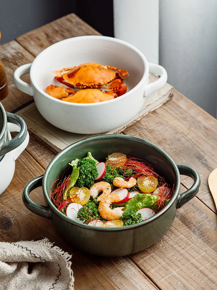 

Японские Ретро бинауральные стандартные миски 6/7 дюймов для лапши бытовые одноместные салаты для завтрака