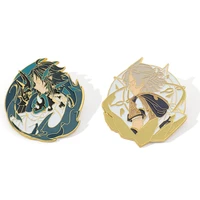 game genshin impact brooch albedo xiao pins luminous golden badge pendant enamel button collection medal souvenir cosplay gift