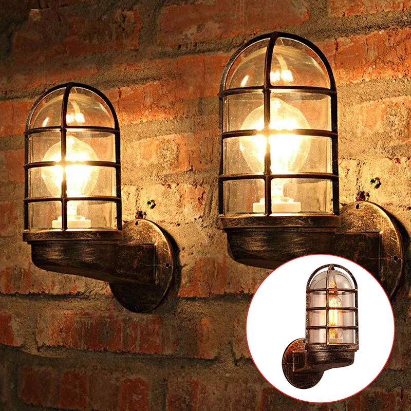 

Vintage Industrial Unique Wall Light Cage Guard Sconce Loft Light Modern Indoor Lighting Wall Lamps Holder Iron Copper Lighting