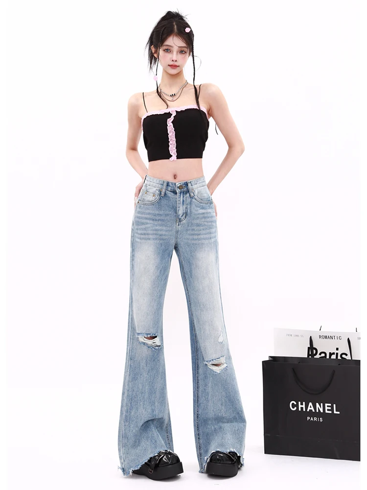 Модные корейские женские рваные джинсовые брюки WCFCX STUDIO в стиле Харадзюку