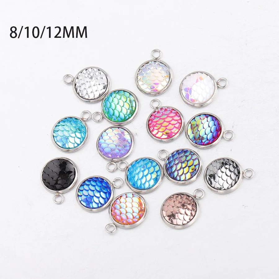 Rumnvnty 20pcs 6/8/12mm round Resin Figure of Fish Scale Charms Flatback Rhinestone Faceted Art Supply Decoration Charm Crafts - купить по
