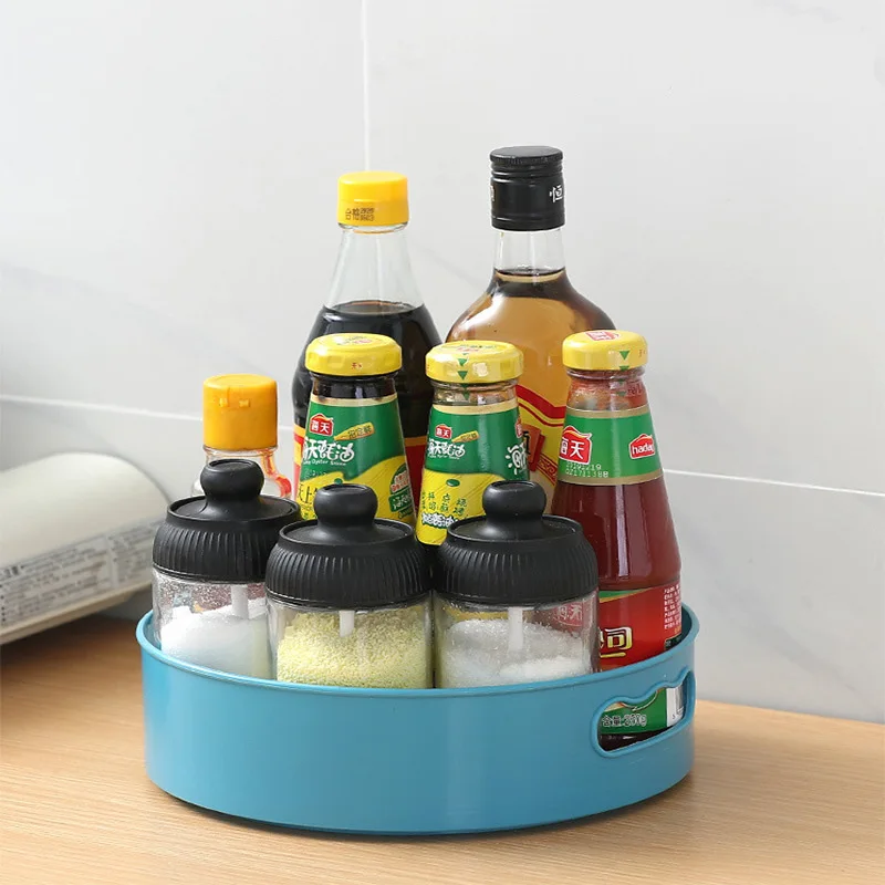 360 Rotating Tray Turntable Kitchen Storage Containers Spice Snack Fruit Food Trays Bathroom Organizer Anti-slip |