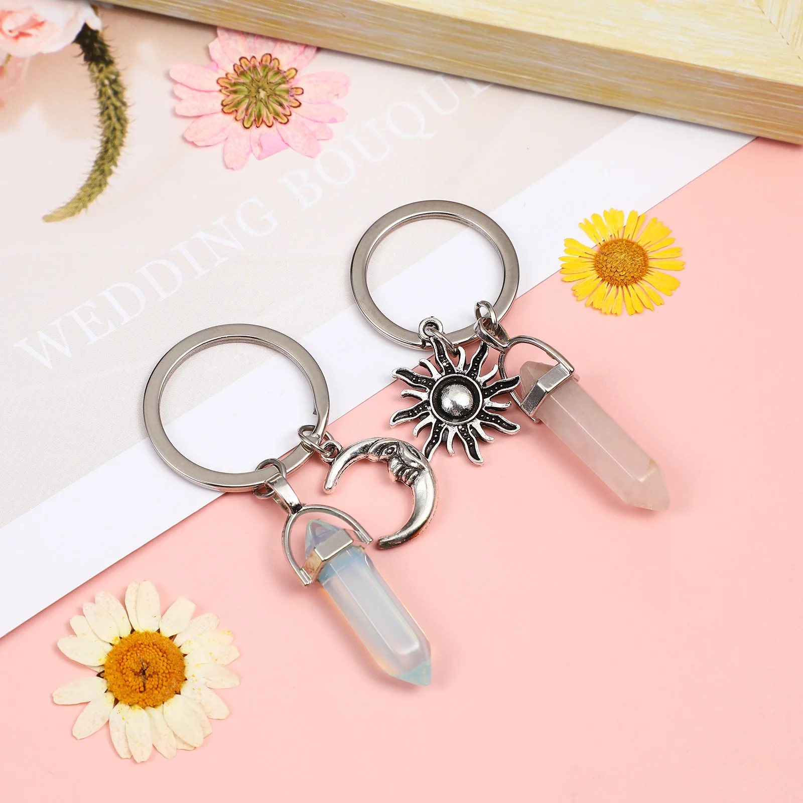 2 шт. брелок для пар эстетические кристаллы декор в виде луны девочек кольца